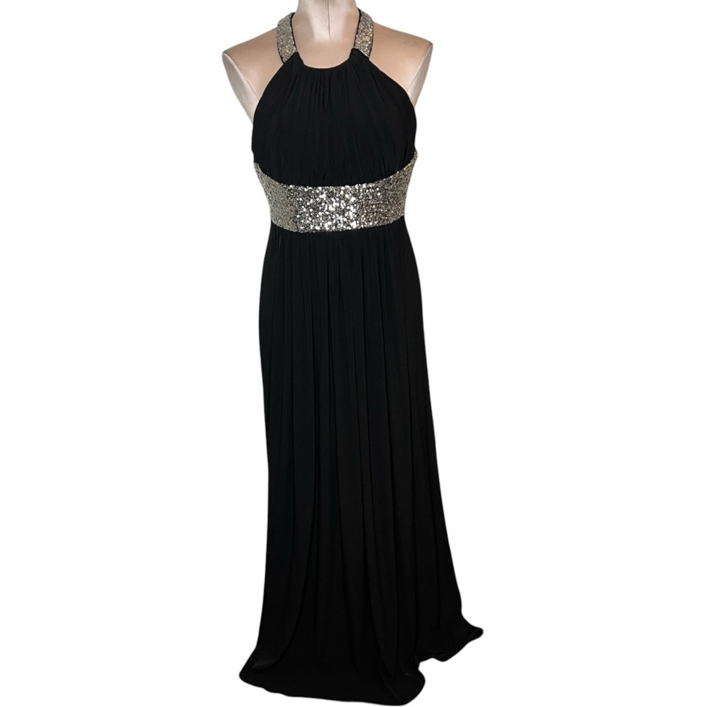 Elegant Black and Silver Halter Dress - Picture 3 of 12